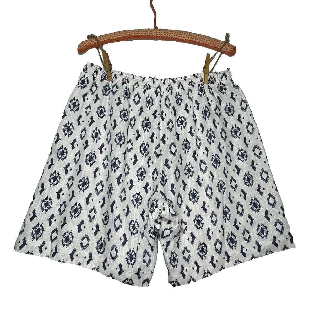 Splendid Collection Women's Ivory Navy Drawstring Shorts Linen Viscose Blend Med - Picture 6 of 10